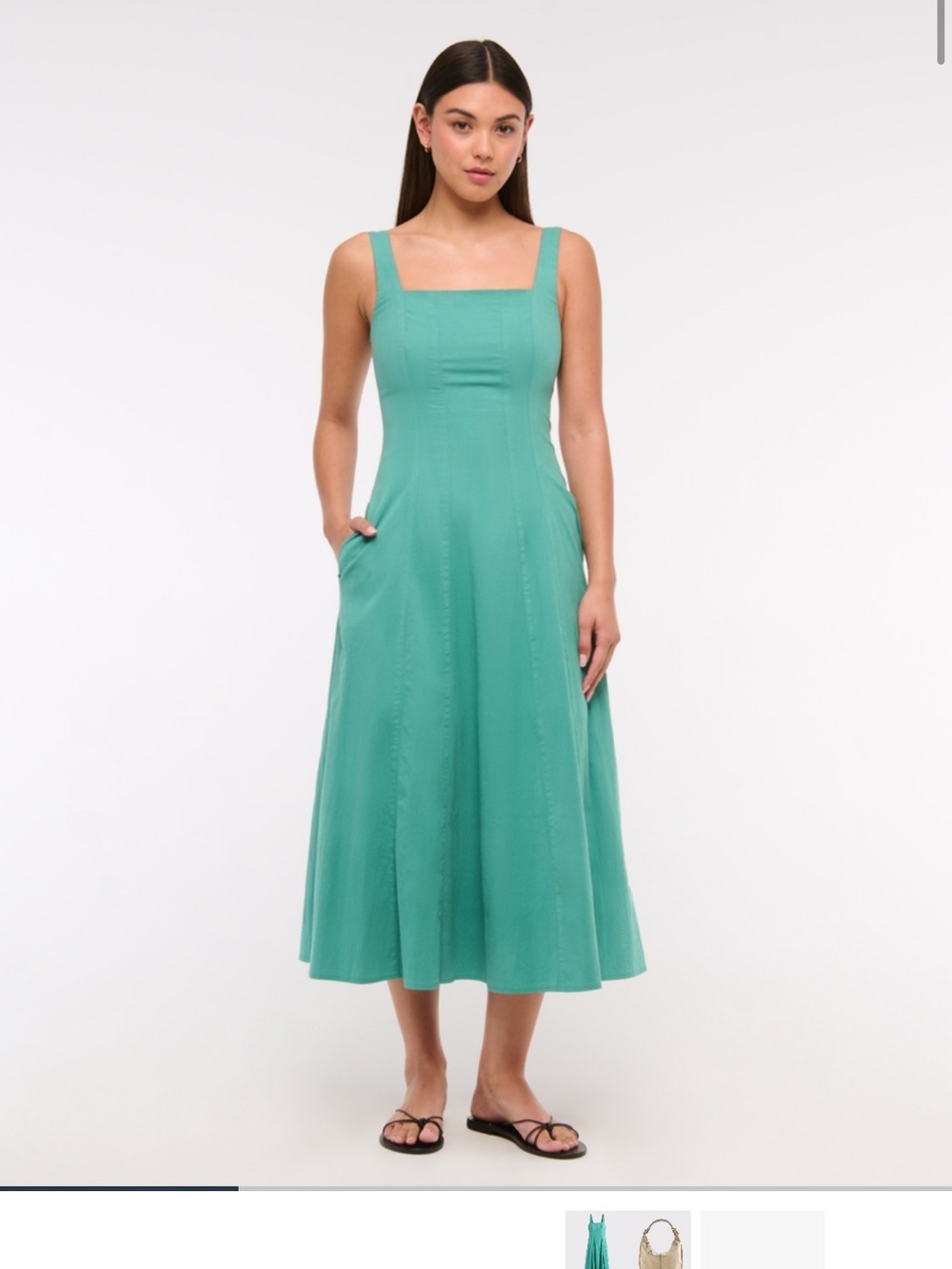 Abercrombie & Fitch Teal Mika Midi Dress HAS POCKETS! Sz Large Tall